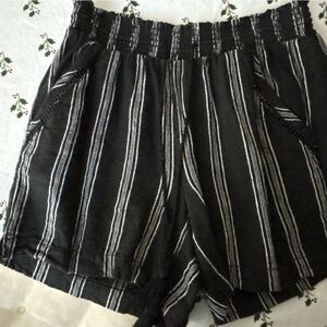 Briggs New York Black and White Striped High Waist Shorts